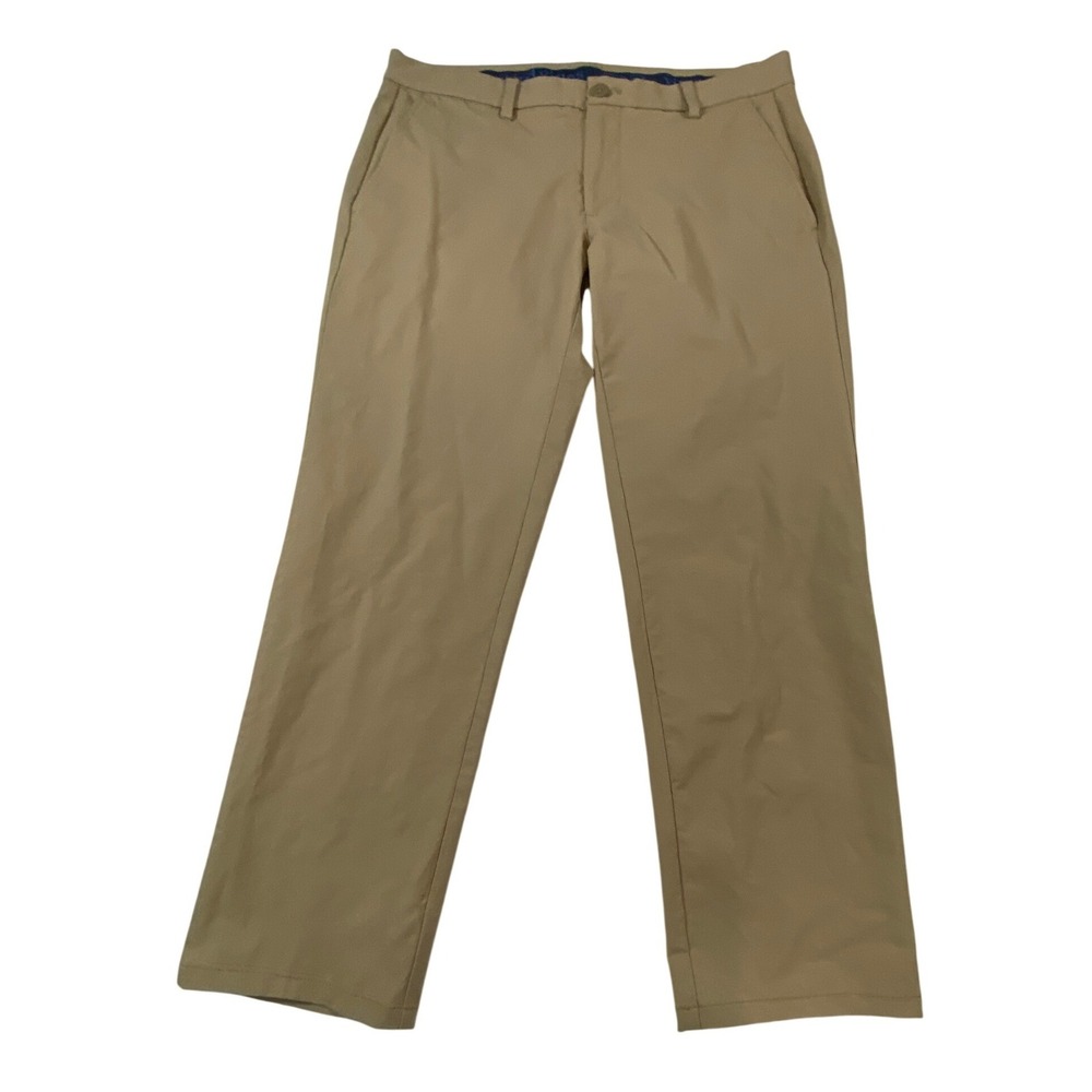Vineyard Vines Mens Performance Golf Pants Tan Khaki Stretch Nylon 35x27